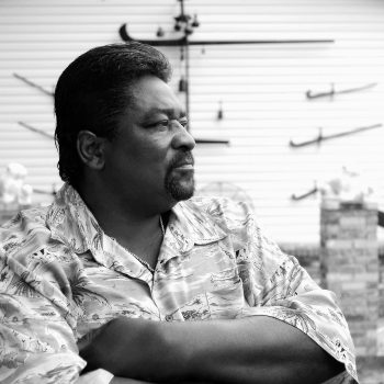 B&W portrait of blues musician Big Jack Johnson, Clarksdale, MS