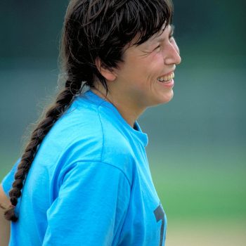 Female softball player at corporate picnic Tyson Foods, Arkansas