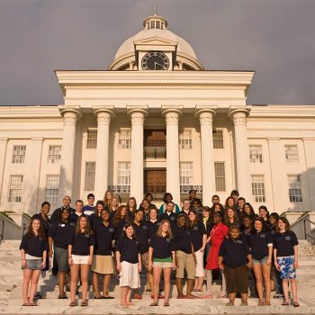 Freedom's Ride. High school students retracing the Civil Rights Movement of the 1960's, Capitol, Montgomery, Alabama. Kelly/Mooney Photography