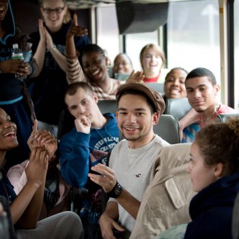 Freedom's Ride. High school students retracing the Civil Rights Movement of the 1960's, On bus from NJ to Alabama. Kelly/Mooney Photography