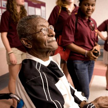 Reverend Frederick Shuttlesworth. Freedom's Ride. High school students retracing the Civil Rights Movement of the 1960's, Birmingham, Alabama. Kelly/Mooney Photography