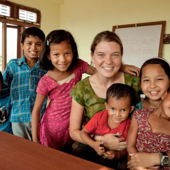 Maggie Doyne and her children at the Kopila Childrens Home, Surkhet, Nepal. Opening Our Eyes Movie.