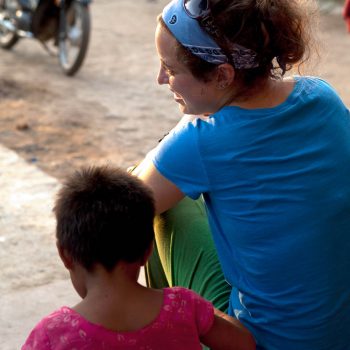 Volunteer with child at the Kopila Childrens Home, Surkhet, Nepal. Opening Our Eyes Movie.