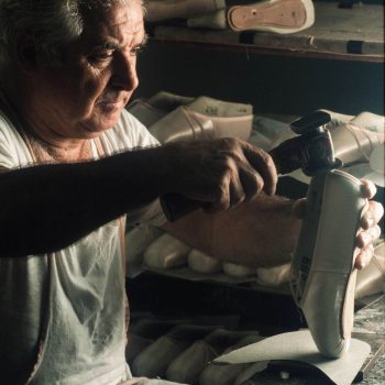 Cobbler making ballet slippers, Capezio