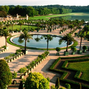 Looking down on gardens, Palace of Versailles, France